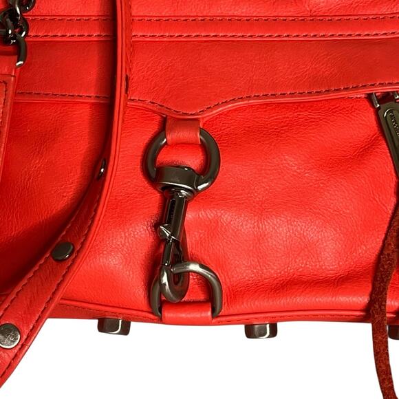 Rebecca Minkoff Leather Mini Mac Clutch Crossbody Bag Convertible Tomato Red - Picture 4 of 11